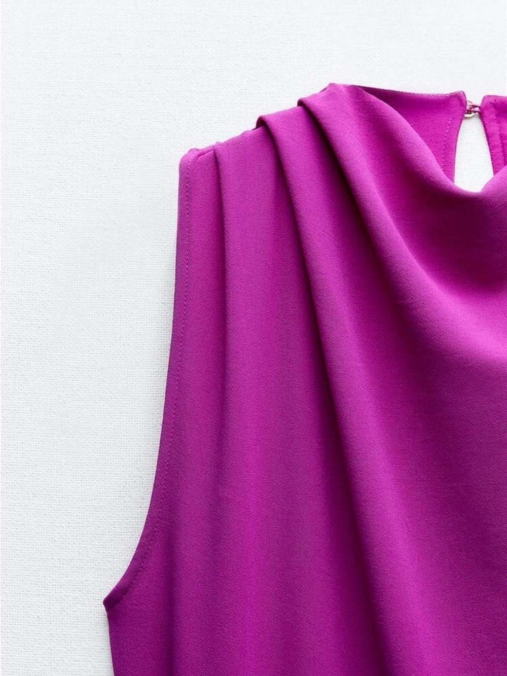 Zara Magenta One-Shoulder Wide-Leg Jumpsuit with Belt Size Large - Picture 4 of 6